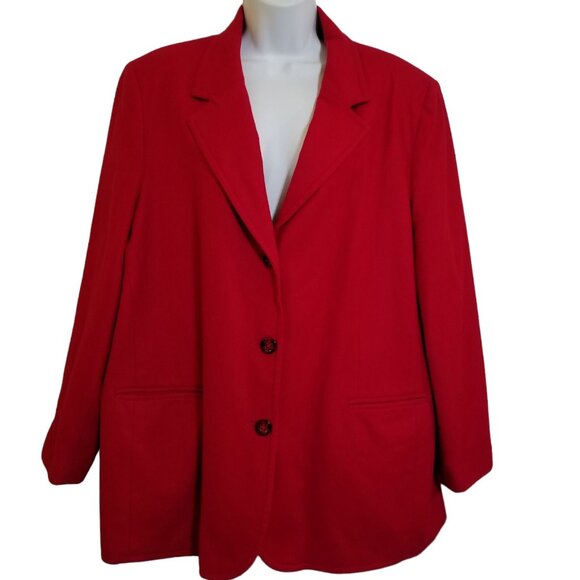 Worthington Industries Jackets & Blazers - Worthington Womens Suit Blazer Size 20W Wool Red 3 Button Long Sleeve Vintage